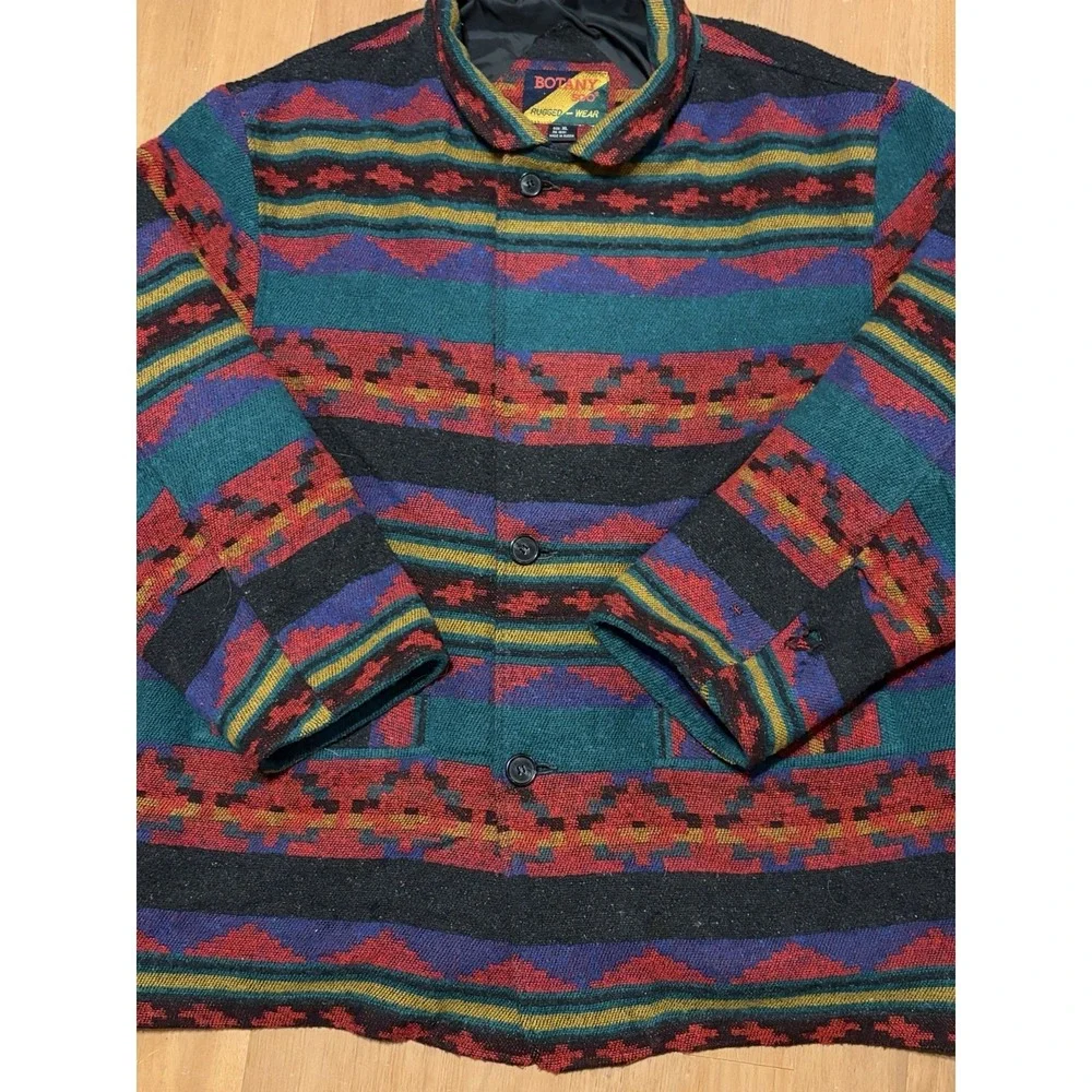 Vintage BOTANY 500 RUGGED WEAR Western Aztec Blanket Coat Jacket Geometric XL